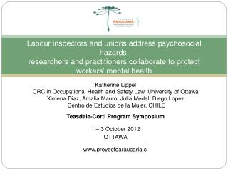 Katherine Lippel CRC in Occupational Health and Safety Law, University of Ottawa