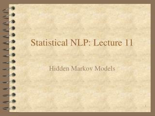 Statistical NLP: Lecture 11