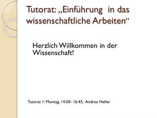 tutorat einf hrung in das wissenschaftliche arbeiten