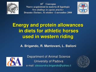 Energy and protein allowances in diets for athletic horses used in western riding