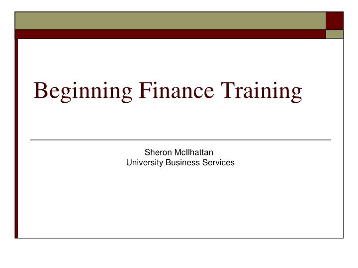 beginning finance training