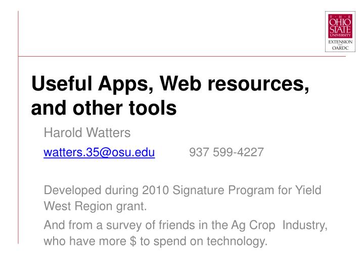 useful apps web resources and other tools