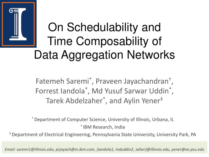 on schedulability and time composability of data aggregation networks