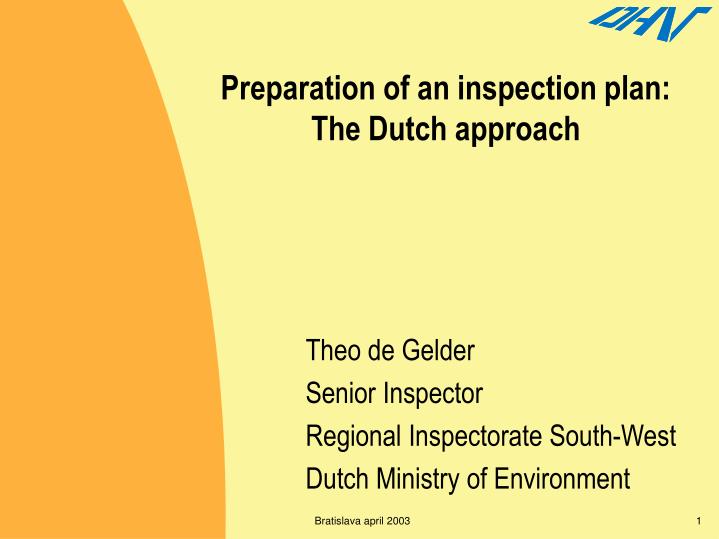 preparation of an inspection plan the dutch approach