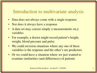 Introduction to multivariate analysis