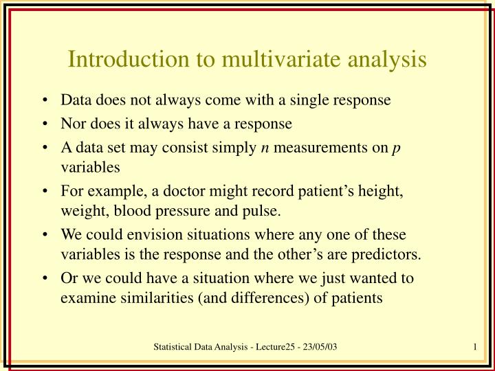 introduction to multivariate analysis