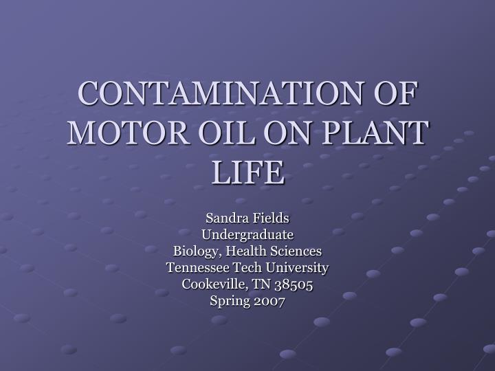 contamination of motor oil on plant life