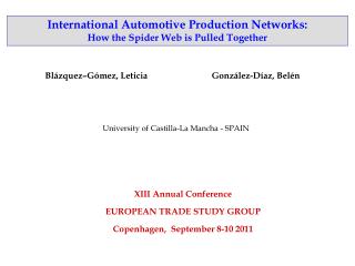 International Automotive Production Networks: How the Spider Web is Pulled Together