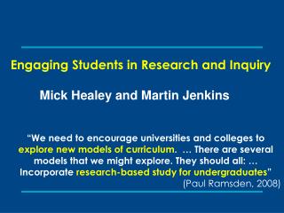 Engaging Students in Research and Inquiry