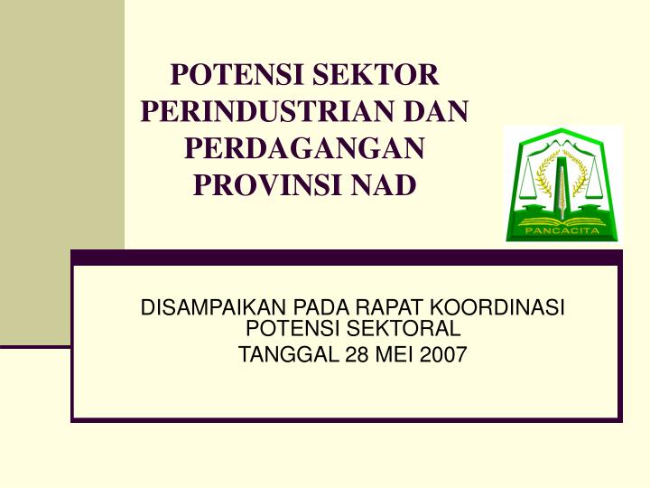 potensi sektor perindustrian dan perdagangan provinsi nad