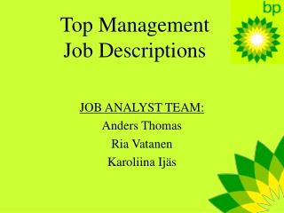 Top Management Job Descriptions