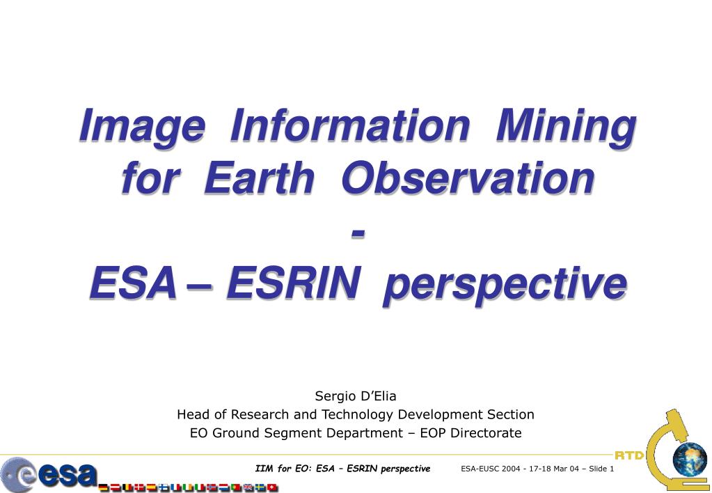 PPT - Image Information Mining for Earth Observation - ESA – ESRIN ...