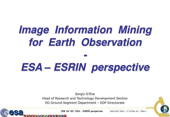 image information mining for earth observation esa esrin perspective
