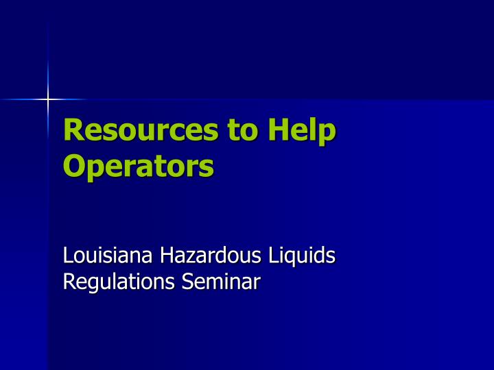resources to help operators