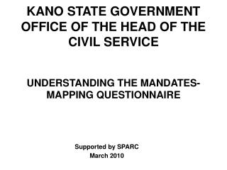 KANO STATE GOVERNMENT OFFICE OF THE HEAD OF THE CIVIL SERVICE