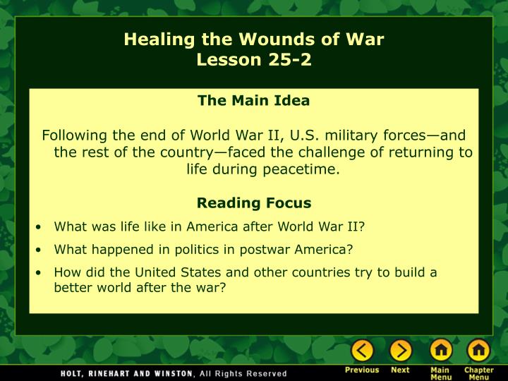 healing the wounds of war lesson 25 2