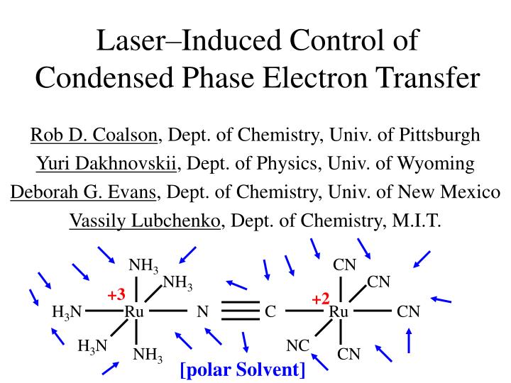 laser induced control of condensed phase electron transfer