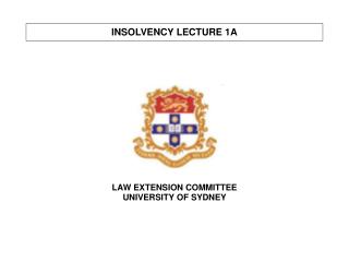 INSOLVENCY LECTURE 1A