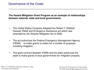 Session12: Governance of the Coast. Coastal Hazards Management Course
