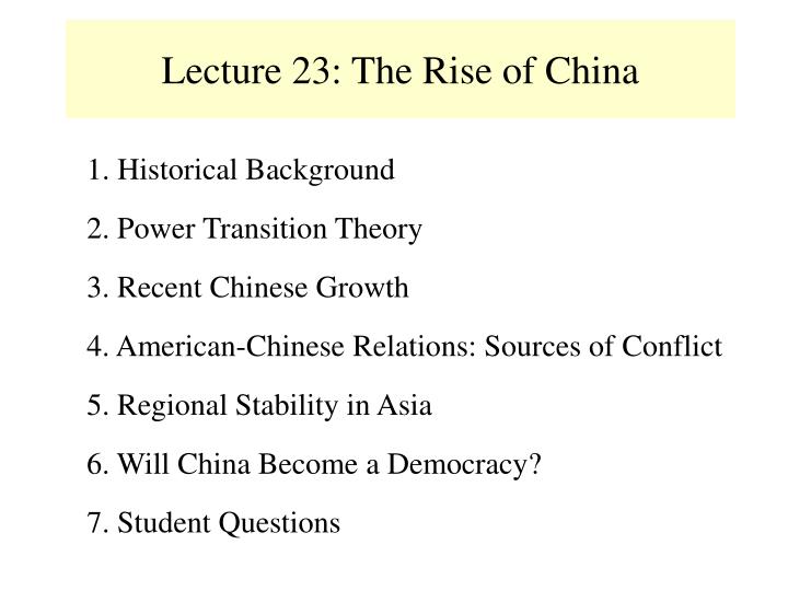 lecture 23 the rise of china