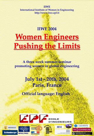 IIWE International Institute of Women in Engineering iiwe.epf.fr IIWE 2004