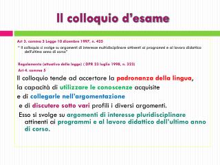il colloquio d esame