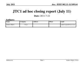 JTC1 ad hoc closing report (July 11)