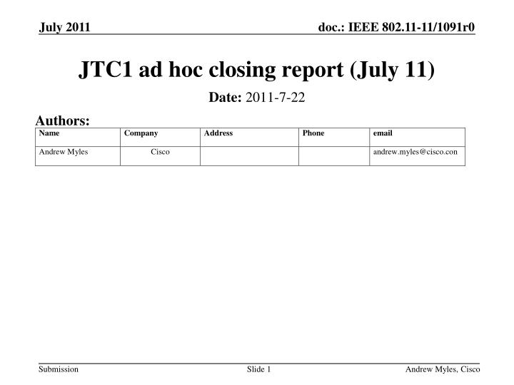 jtc1 ad hoc closing report july 11