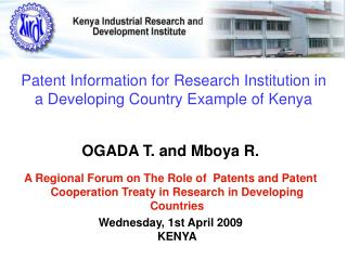 Patent Information for Research Institution in a Developing Country Example of Kenya