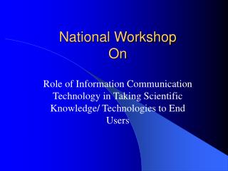 National Workshop On
