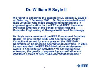 Dr. William E Sayle II