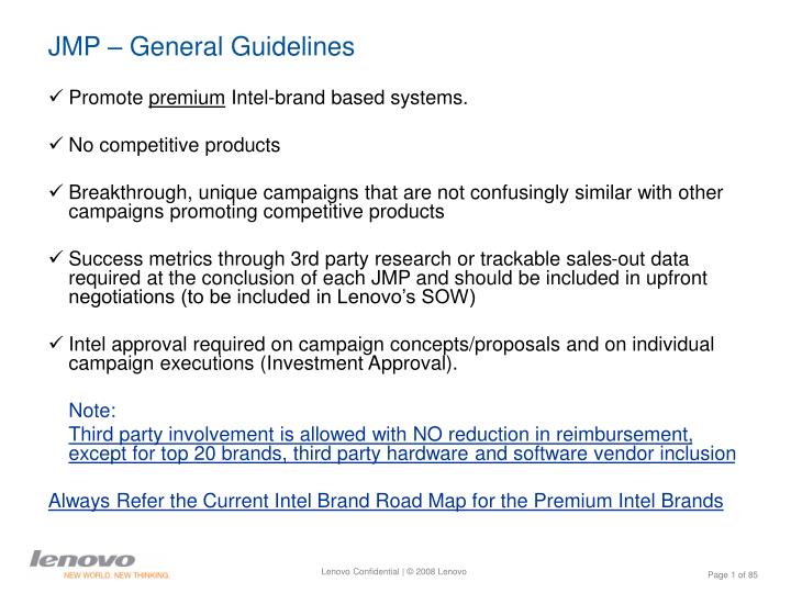 jmp general guidelines