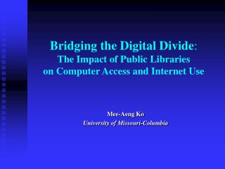 Bridging the Digital Divide : The Impact of Public Libraries on Computer Access and Internet Use