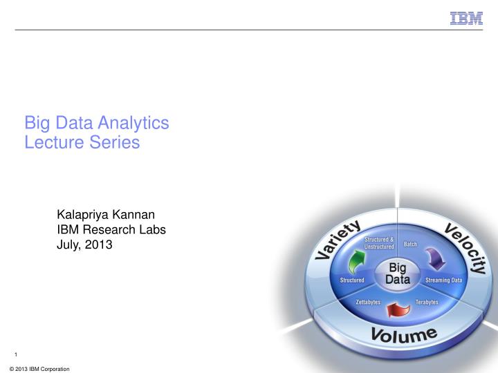 big data analytics lecture series