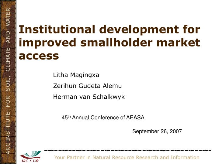 institutional development for improved smallholder market access
