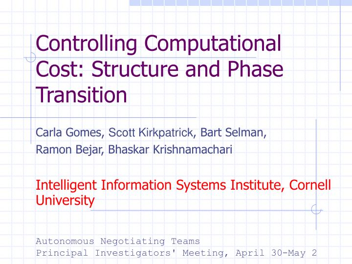 controlling computational cost structure and phase transition