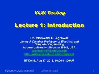 VLSI Testing Lecture 1: Introduction