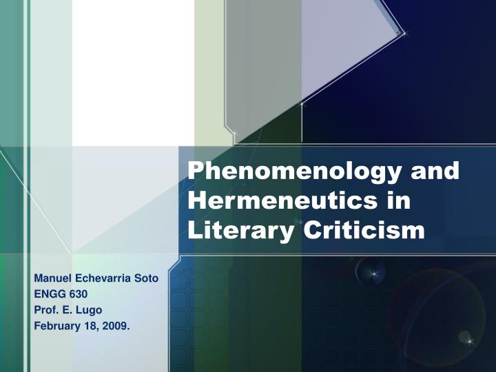 phenomenology and hermeneutics in literary criticism