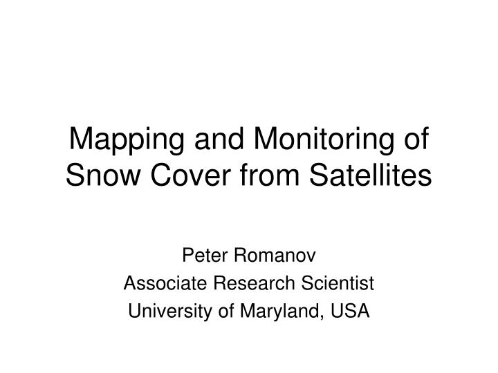 mapping and monitoring of snow cover from satellites