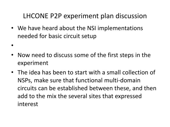 lhcone p2p experiment plan discussion