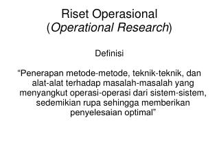 riset operasional operational research