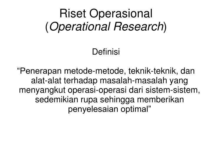 riset operasional operational research