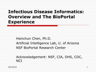Infectious Disease Informatics: Overview and The BioPortal Experience