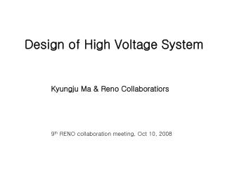 Design of High Voltage System