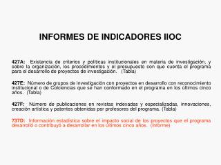 informes de indicadores iioc