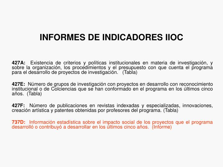 informes de indicadores iioc