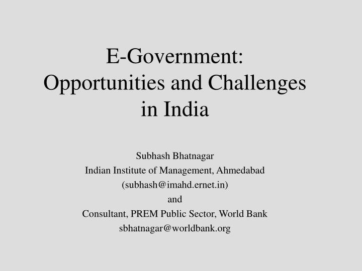 e government opportunities and challenges in india
