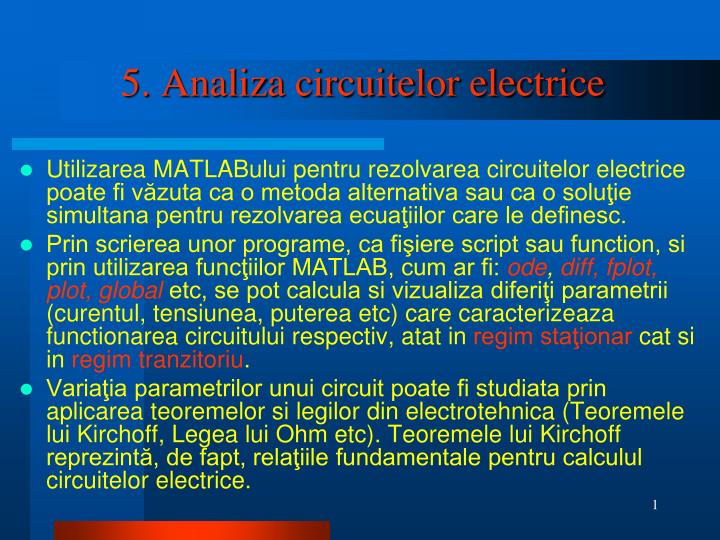 5 analiza circuitelor electrice
