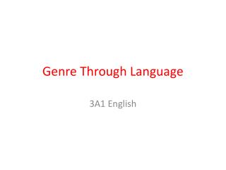 Genre Through Language