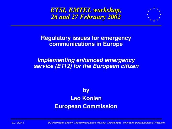 etsi emtel workshop 26 and 27 february 2002